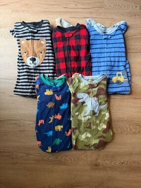 Carter Kids Pajamas Bundle - Assorted Blue, Red, Green, Brown, Gray - Size 3T